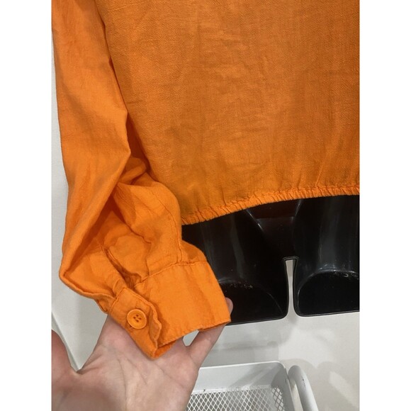 VTG New Hero Native American Size Large 100% Cotton Orange Shirt Front Tie - Picture 2 of 5